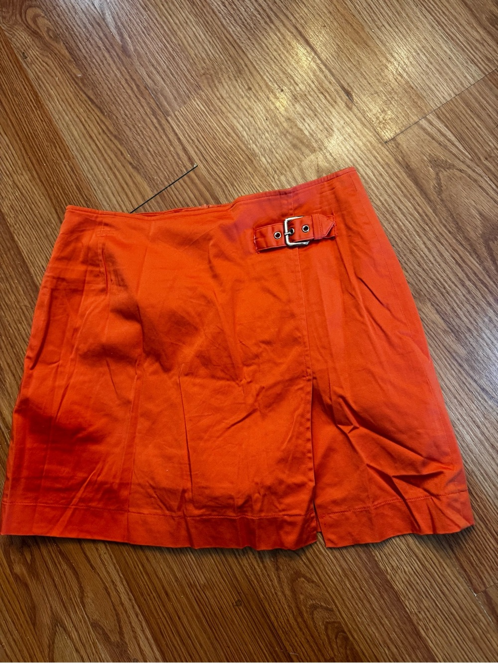 Bright Orange Buckle Mini Skort
